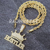 MENS ICED GOLD THE MOB KING HUSTLER PENDANT 4mm ROPE / FRANCO CHAIN NECKLACE - Raonhazae