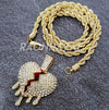 MENS ICED GOLD MARK RONSON DRIP CLUB HEARTBREAK PENDANT 4mm ROPE / FRANCO CHAIN - Raonhazae