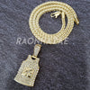 MENS ICED GOLD PLATED MJ 23 BASKETBALL JERSEY PENDANT 4mm ROPE / FRANCO CHAIN - Raonhazae