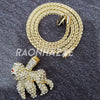 MENS ICED GOLD PLATED KING KONG GORILLA PENDANT 4mm ROPE / FRANCO CHAIN - Raonhazae