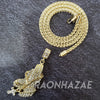 MENS ICED GOLD PLATED JESUS PRAYINGS HANDS PENDANT 4mm ROPE / FRANCO CHAIN - Raonhazae