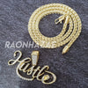 MENS ICED GOLD PLATED HUSTLE FOREVER PENDANT 4mm ROPE / FRANCO CHAIN - Raonhazae