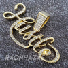 MENS ICED GOLD PLATED HUSTLE FOREVER PENDANT 4mm ROPE / FRANCO CHAIN - Raonhazae