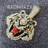 MENS ICED GOLD PLATED DRAKE TIGER BLING PENDANT 4mm ROPE / FRANCO CHAIN - Raonhazae