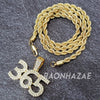 MENS ICED GOLD PLATED DRAKE TIGER BLING PENDANT 4mm ROPE / FRANCO CHAIN - Raonhazae