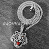 MENS ICED WHITE GOLD PLATED DRAKE LION BLING PENDANT 4mm ROPE / FRANCO CHAIN - Raonhazae