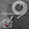 MENS ICED WHITE GOLD PLATED DRAKE LION BLING PENDANT 4mm ROPE / FRANCO CHAIN - Raonhazae