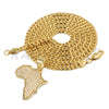 Stainless Steel Gold Africa Map Pendant w/ 5mm Miami Cuban Chain - Raonhazae