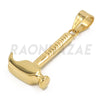 Stainless Steel Gold Hammer Pendant w/ 5mm Miami Cuban Chain - Raonhazae