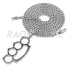 Stainless Steel Silver Knuckle Pendant w/ 5mm Miami Cuban Chain - Raonhazae