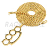 Stainless Steel Gold Knuckle Pendant w/ 5mm Miami Cuban Chain - Raonhazae