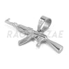 Stainless Steel Silver AK-47 Pendant Small w/ 5mm Miami Cuban Chain - Raonhazae