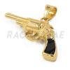 Stainless Steel Gold Pistol Hand Gun Pendant w/ 5mm Miami Cuban Chain - Raonhazae