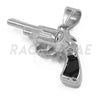 Stainless Steel Silver Pistol Hand Gun Pendant w/ 5mm Miami Cuban Chain - Raonhazae