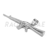 Stainless Steel Silver AK-47 Pendant Large w/ 5mm Miami Cuban Chain - Raonhazae