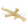 Stainless Steel Gold AK-47 Pendant w/ 5mm Miami Cuban Chain - Raonhazae