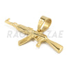 Stainless Steel Gold AK-47 Pendant Small w/ 5mm Miami Cuban Chain - Raonhazae