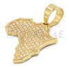 Stainless Steel Gold Africa Map Pendant w/ 5mm Miami Cuban Chain - Raonhazae