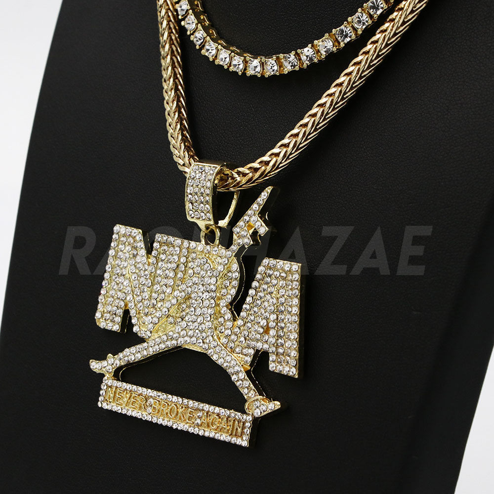 Iced Out NEVER BROKE AGAIN NBA Pendant Bundle – RAONHAZAE