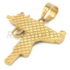 Stainless Steel Gold Supreme UZI Gun Pendant Small w/ 5mm Miami Cuban Chain - Raonhazae