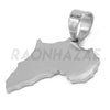 Stainless Steel Silver Africa Map Pendant w/ 5mm Miami Cuban Chain - Raonhazae