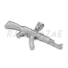 Stainless Steel Silver AK-47 Pendant w/ 5mm Miami Cuban Chain - Raonhazae