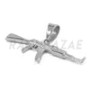 Stainless Steel Silver AK-47 Pendant Small w/ 5mm Miami Cuban Chain - Raonhazae