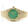 Raonhazae Men's Green/Gold Simulated Hip Hop Iced Bezel Lab Diamond Watch - G05 - Raonhazae