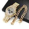 Hip Hop Iced Raonhazae Lab Diamond Drake Watch and 12mm Cuban Link Bracelet Set - Raonhazae