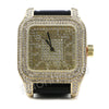 14K Gold PT Square Shape Black Band Watch F67G - Raonhazae