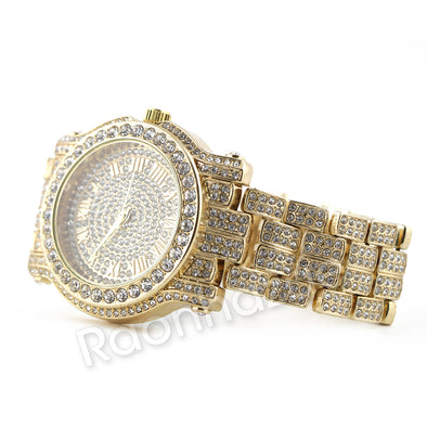 Hip Hop 14K Gold Simulated Diamond Watch F47 - Raonhazae
