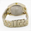 14K Gold PT Square Shape Black Band Watch Ruby Cuban Bracelet Set F67G - Raonhazae