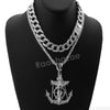 Hip Hop Quavo Anchor Crucifix Miami Cuban Choker Chain Necklace L56 - Raonhazae