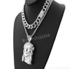 Hip Hop Quavo Jesus Face Miami Cuban Choker Tennis Chain Necklace L16 - Raonhazae