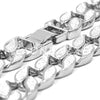 14K White Gold 18mm Glitter Sandblasted 8.5" - 36" Flat Miami Cuban Chain - Raonhazae