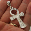 Italian .925 Sterling Silver ANKH CROSS Pendant 5mm Figaro Necklace S01 - Raonhazae