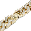 14K Gold Plated Glitter SandBlasted Curb Hex 18mm Cuban Chain - Raonhazae