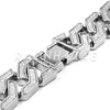 14K White Gold Plated Glitter SandBlasted Curb Hex 18mm Cuban Chain - Raonhazae