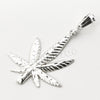 Italian .925 Sterling Silver Marijuana Leaf Pendant 5mm Figaro Necklace S02 - Raonhazae