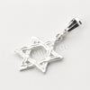 .925 Italian Sterling Silver SIX point STAR OF DAVID Pendant 5mm Figaro Necklace - Raonhazae