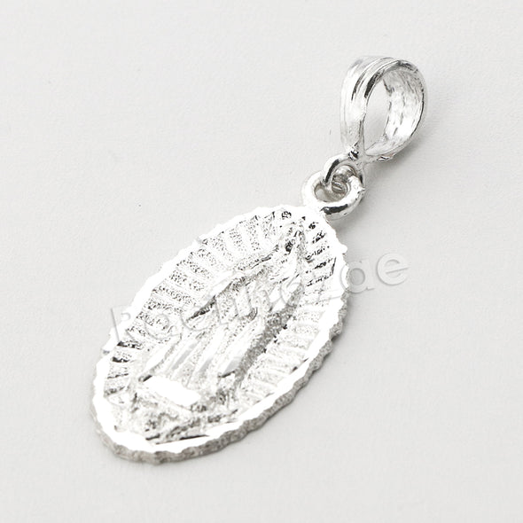 Italian .925 Sterling Silver Mother GUADALUPE Pendant 5mm Figaro Necklace S08 - Raonhazae