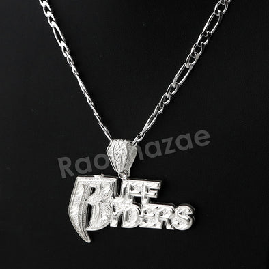 Italian .925 Sterling Silver RUFF RYDERS Pendant 5mm Figaro Necklace S09 - Raonhazae