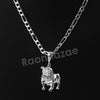 Italian .925 Sterling Silver BULLDOG Pendant 5mm Figaro Necklace S03 - Raonhazae