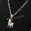 Italian .925 Sterling Silver BULLDOG Pendant 5mm Figaro Necklace S03 - Raonhazae