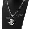 Italian .925 Sterling Silver CRUCIFIX ANCHOR Pendant 5mm Figaro Necklace S07 - Raonhazae