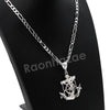 Italian .925 Sterling Silver CRUCIFIX ANCHOR Pendant 5mm Figaro Necklace S07 - Raonhazae