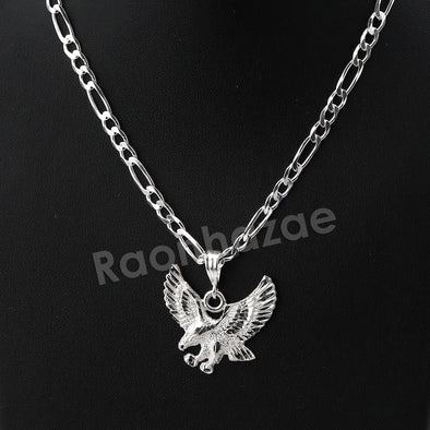 Italian .925 Sterling Silver EAGLE Pendant 5mm Figaro Necklace S05 - Raonhazae