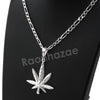 Italian .925 Sterling Silver Marijuana Leaf Pendant 5mm Figaro Necklace S02 - Raonhazae