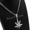 Italian .925 Sterling Silver Marijuana Leaf Pendant 5mm Figaro Necklace S02 - Raonhazae