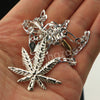 Italian .925 Sterling Silver Marijuana Leaf Pendant 5mm Figaro Necklace S02 - Raonhazae